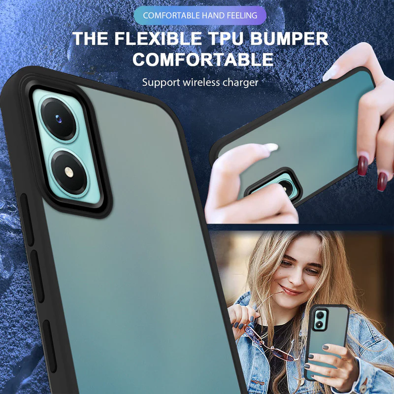 Translucent Matte with Shiny Camera Ring Back Cover for Vivo Y02s - Image 8