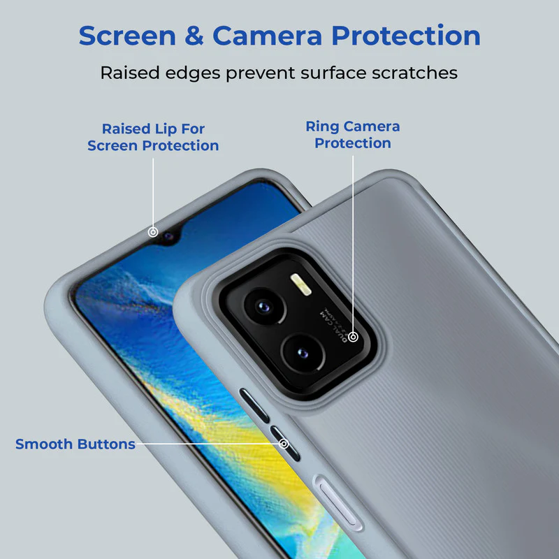 Translucent Matte with Shiny Camera Ring Back Cover for Vivo Y15S - Image 9