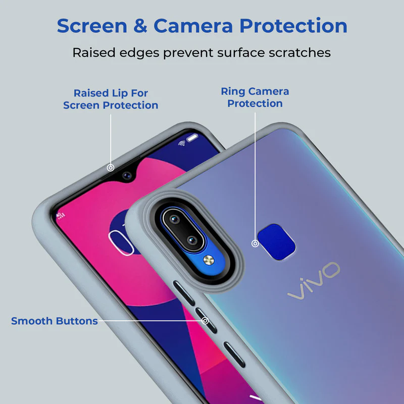 Translucent Matte with Shiny Camera Ring Back Cover for Vivo Y93 - Image 27