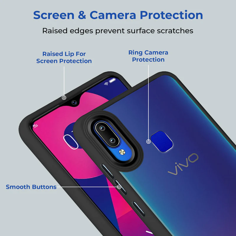 Translucent Matte with Shiny Camera Ring Back Cover for Vivo Y93 - Image 3