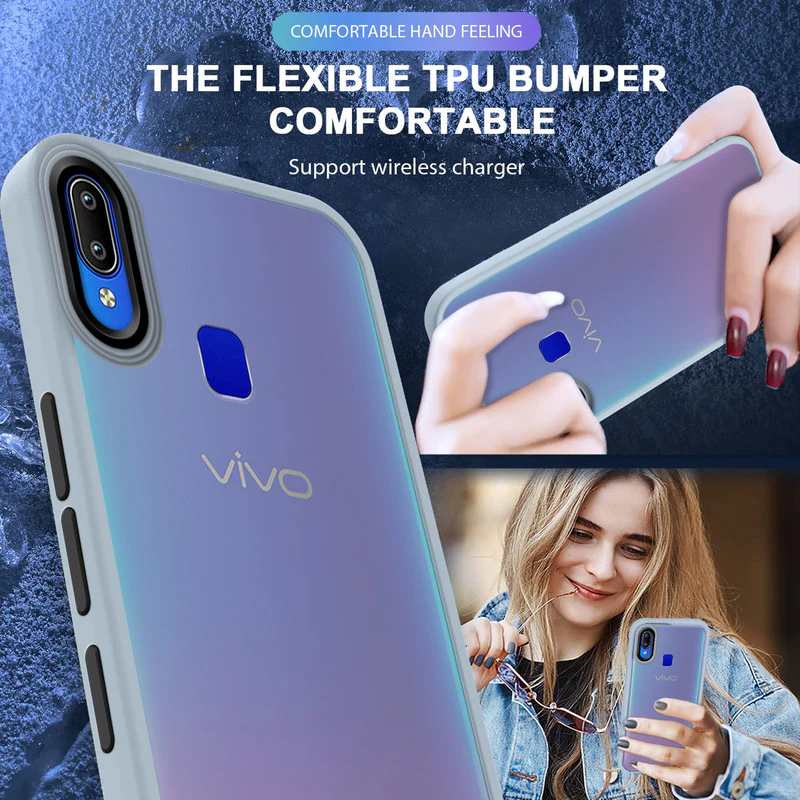 Translucent Matte with Shiny Camera Ring Back Cover for Vivo Y93 - Image 32