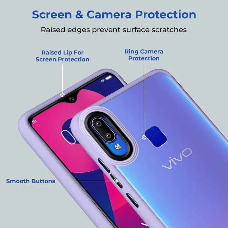 Translucent Matte with Shiny Camera Ring Back Cover for Vivo Y93 - Image 35