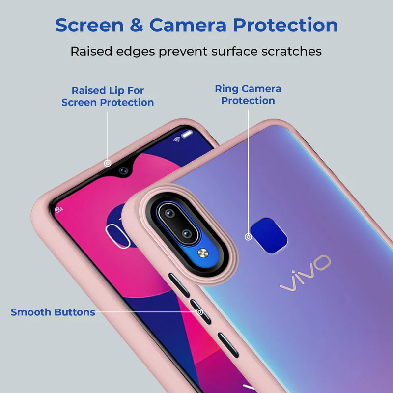Translucent Matte with Shiny Camera Ring Back Cover for Vivo Y93 - Image 43