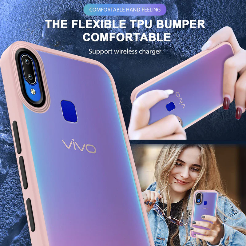 Translucent Matte with Shiny Camera Ring Back Cover for Vivo Y93 - Image 48