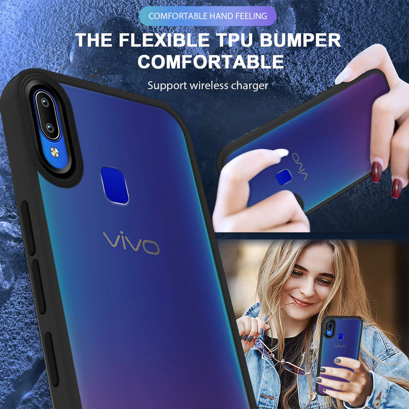 Translucent Matte with Shiny Camera Ring Back Cover for Vivo Y93 - Image 8