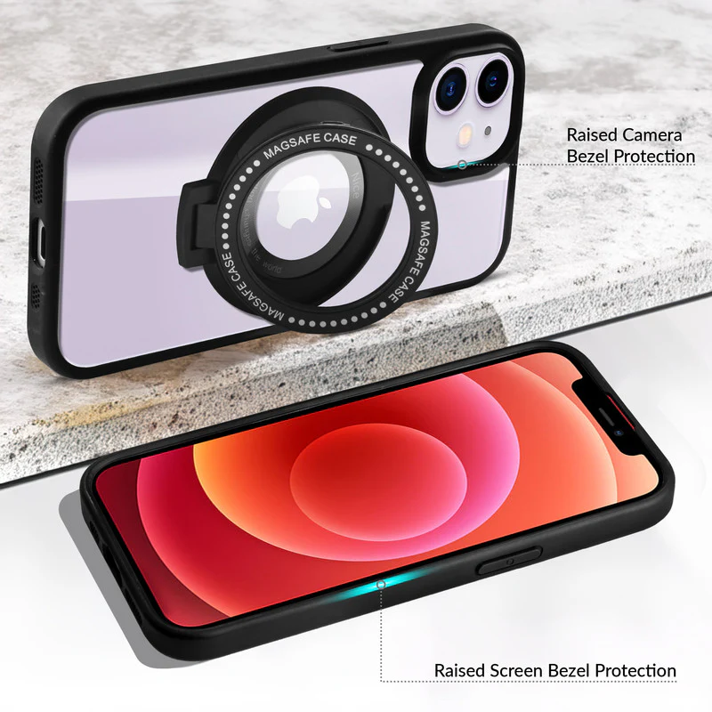 Soft Frame Clear Case Ring Holder Kickstand For Apple iPhone 12 - Image 3