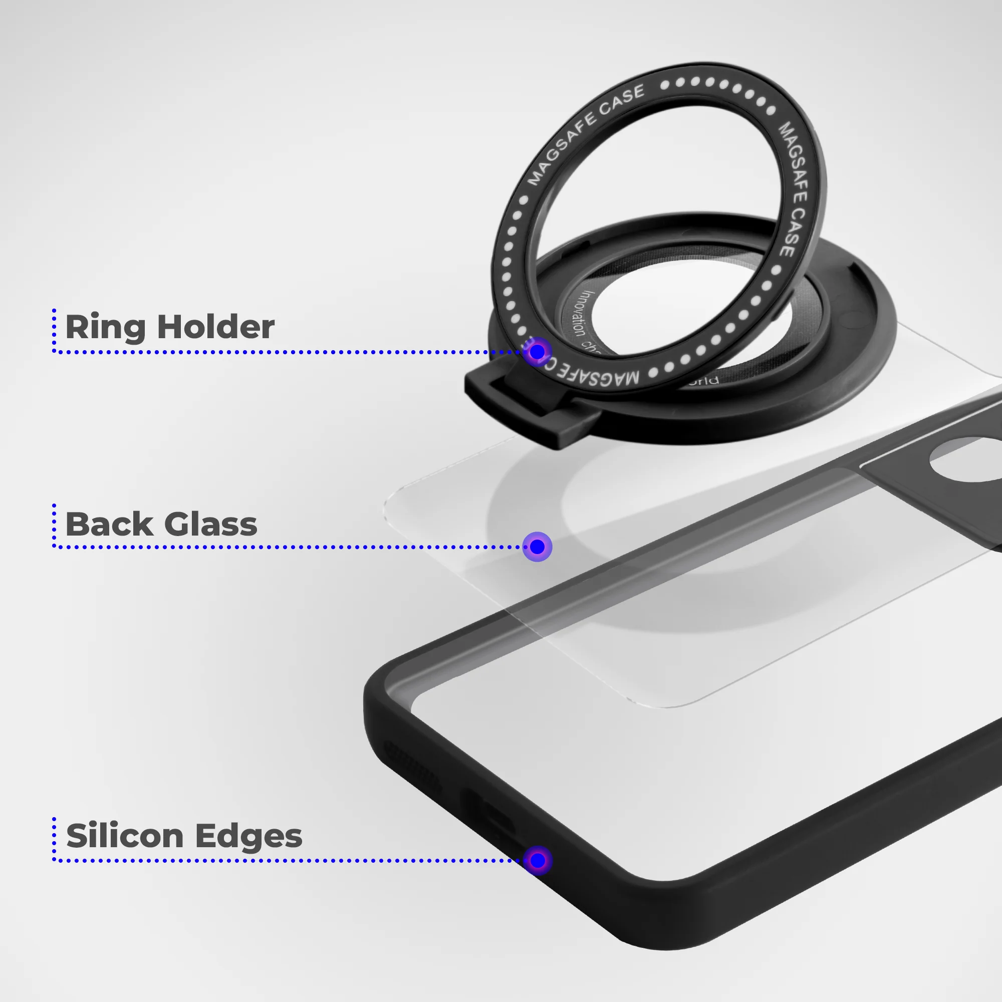 Soft Frame Clear Case Ring Holder Kickstand For Apple iPhone 14 - Image 5