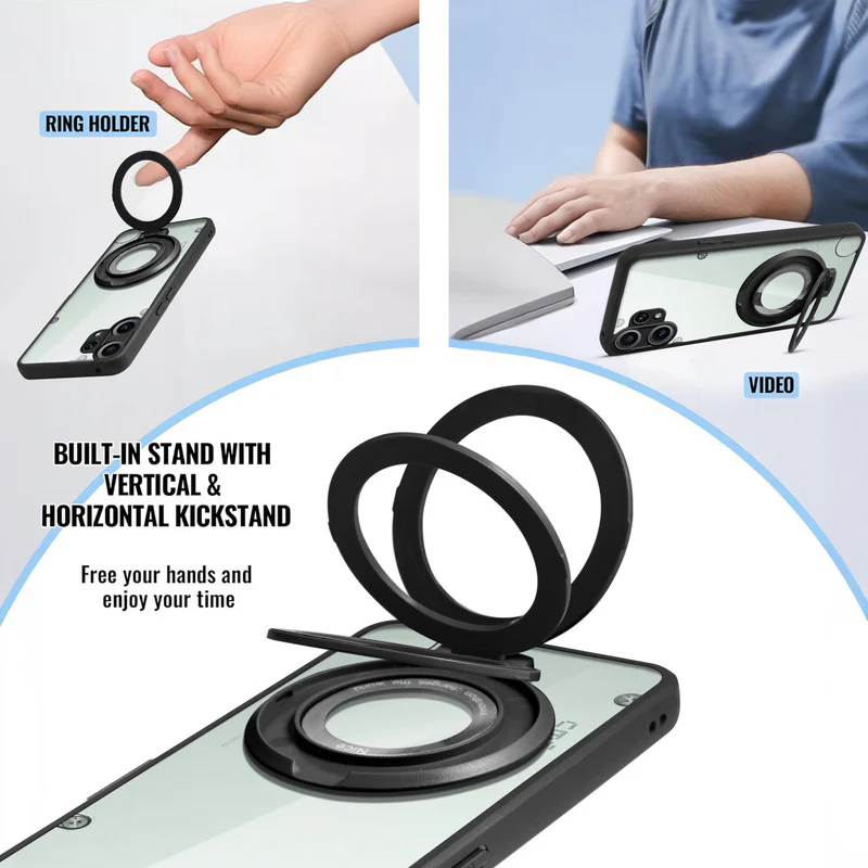 Soft Frame Clear Case Ring Holder Kickstand For CMF Nothing Phone 2 Pro - Image 4