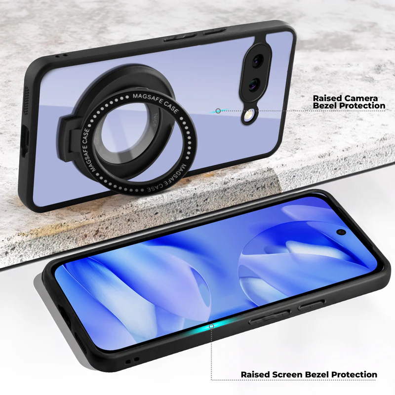 Soft Frame Clear Case Ring Holder Kickstand For Google Pixel 9A - Image 3