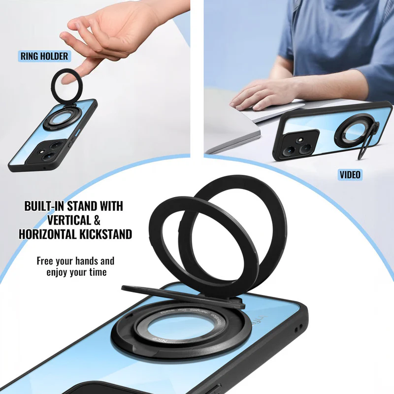 Soft Frame Clear Case Ring Holder Kickstand For Infinix Hot 30i - Image 4