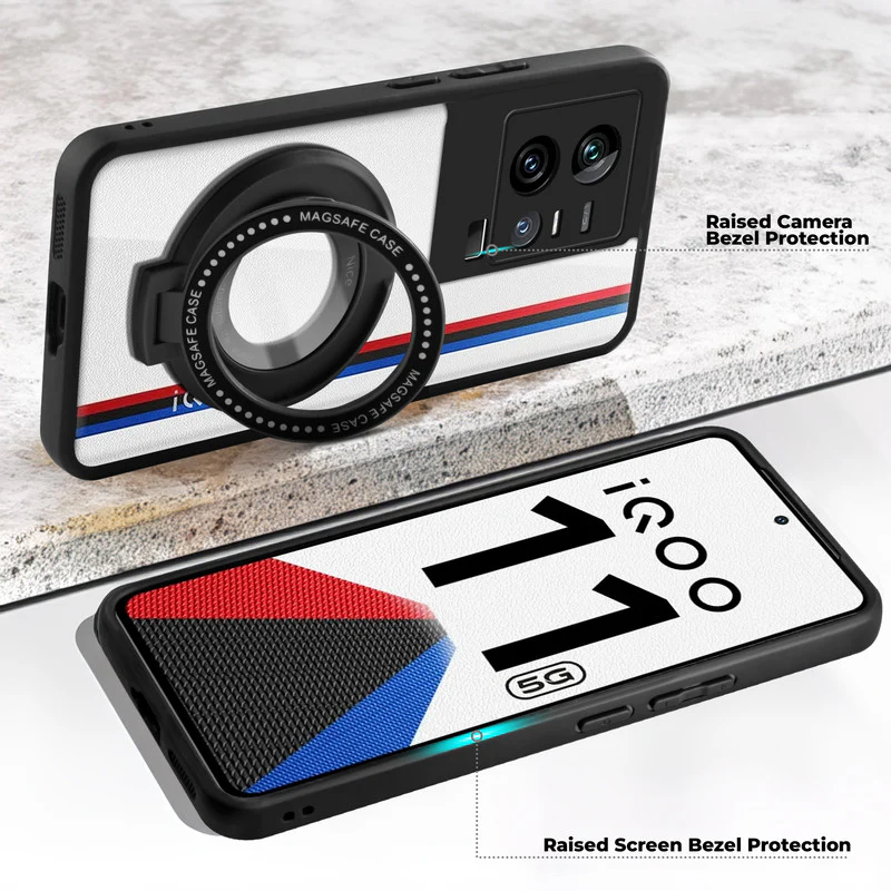 Soft Frame Clear Case Ring Holder Kickstand For iQOO 11 5G - Image 3