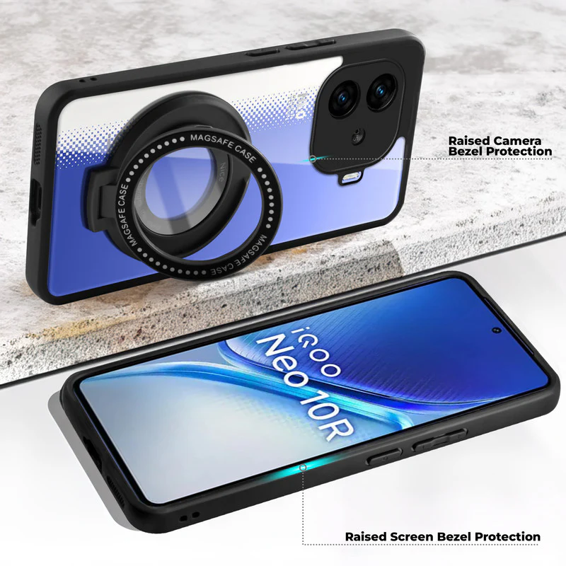 Soft Frame Clear Case Ring Holder Kickstand For iQOO Neo 10R 5G - Image 3
