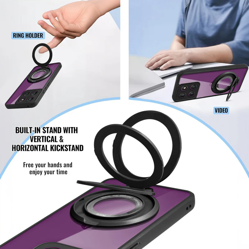 Soft Frame Clear Case Ring Holder Kickstand For Motorola Edge 60 Pro 5G - Image 4