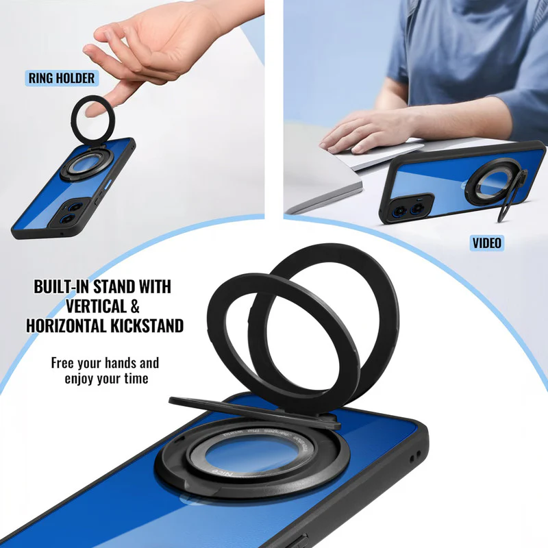 Soft Frame Clear Case Ring Holder Kickstand For Motorola Moto G45 5G - Image 4