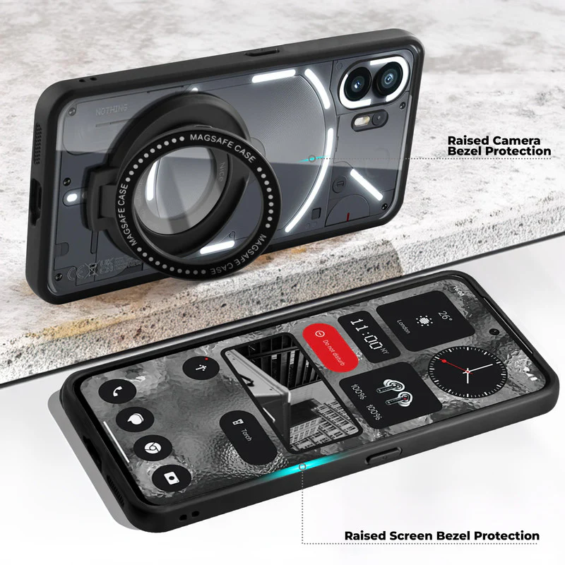 Soft Frame Clear Case Ring Holder Kickstand For Nothing Phone 2 - Image 3