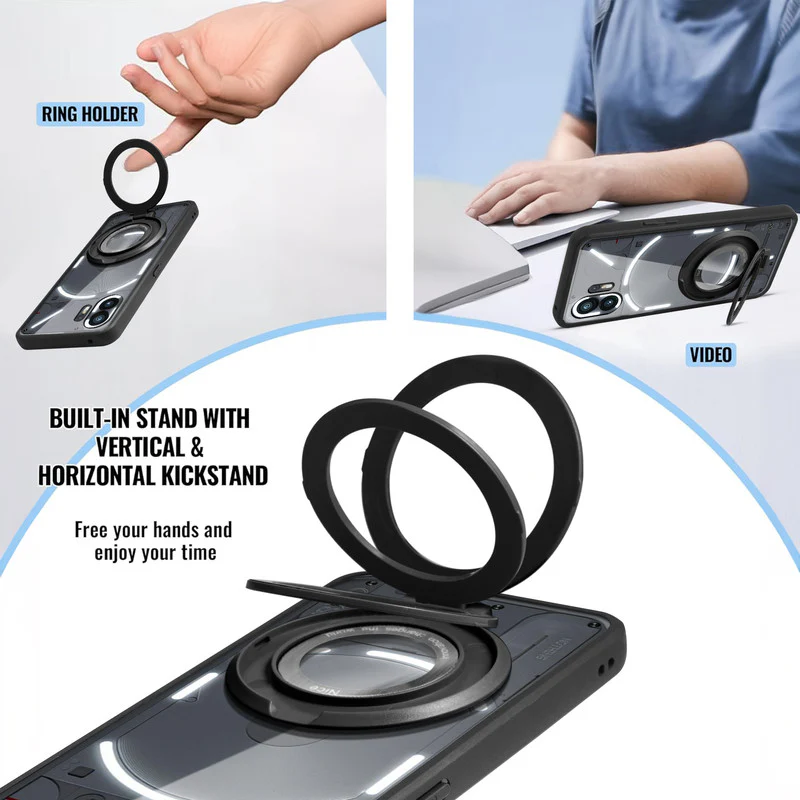 Soft Frame Clear Case Ring Holder Kickstand For Nothing Phone 2 - Image 4