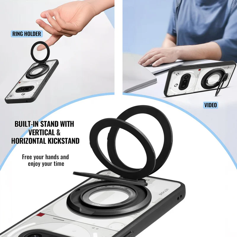 Soft Frame Clear Case Ring Holder Kickstand For Nothing Phone 3A - Image 4