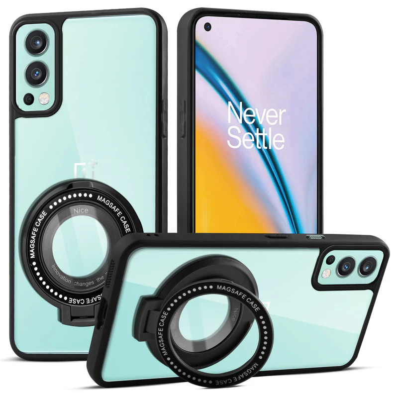 Soft Frame Clear Case Ring Holder Kickstand For OnePlus Nord 2 5G