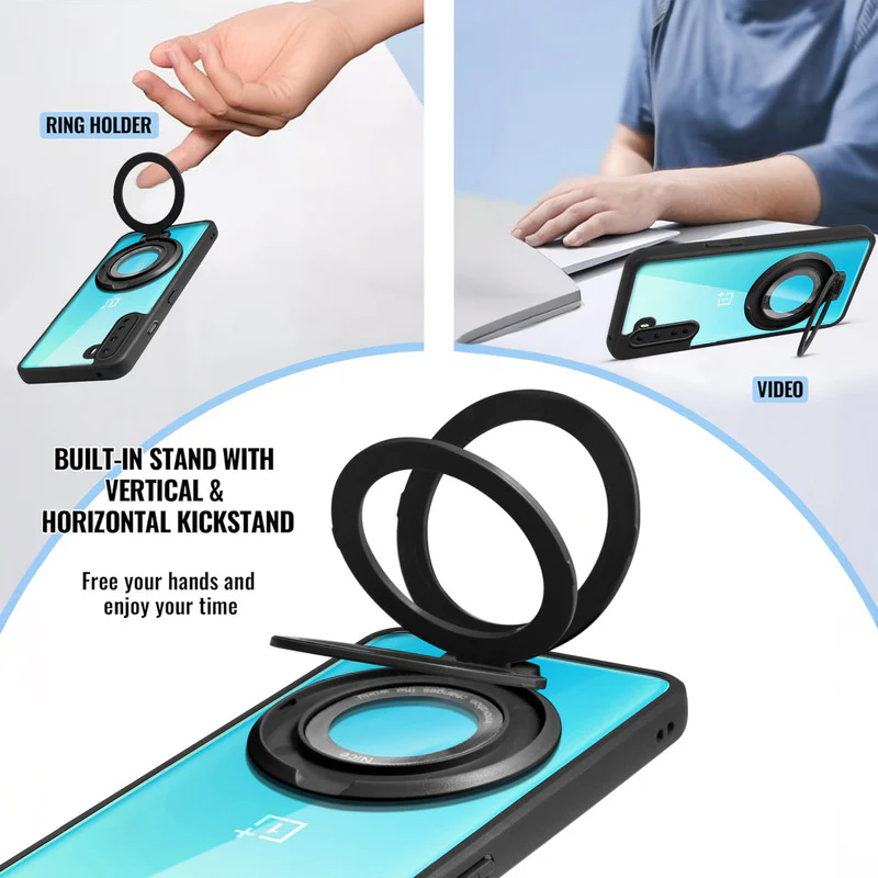 Soft Frame Clear Case Ring Holder Kickstand For OnePlus Nord - Image 4
