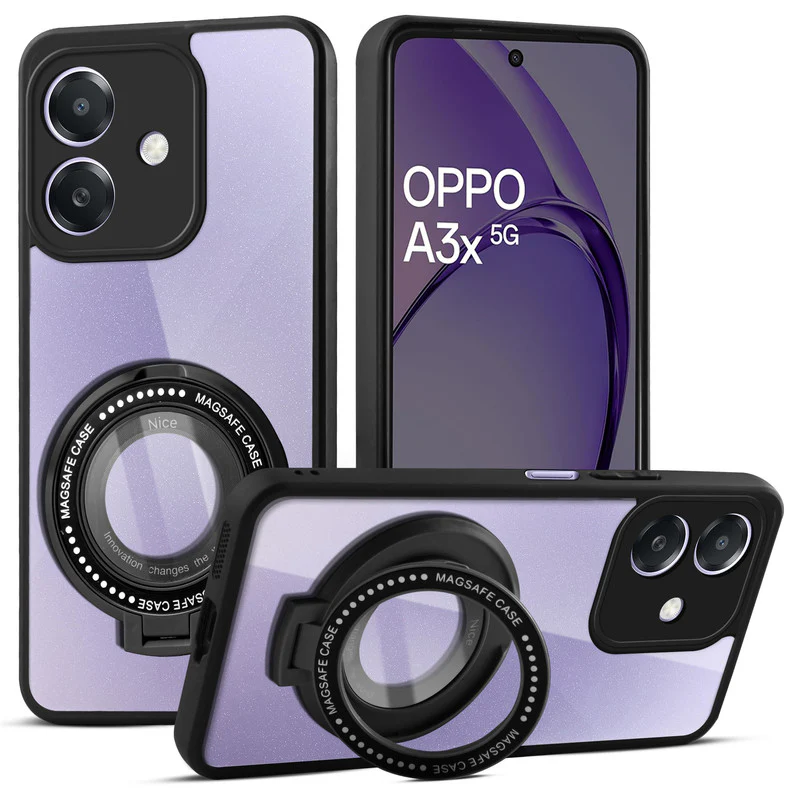 Soft Frame Clear Case Ring Holder Kickstand For Oppo A3X 5G