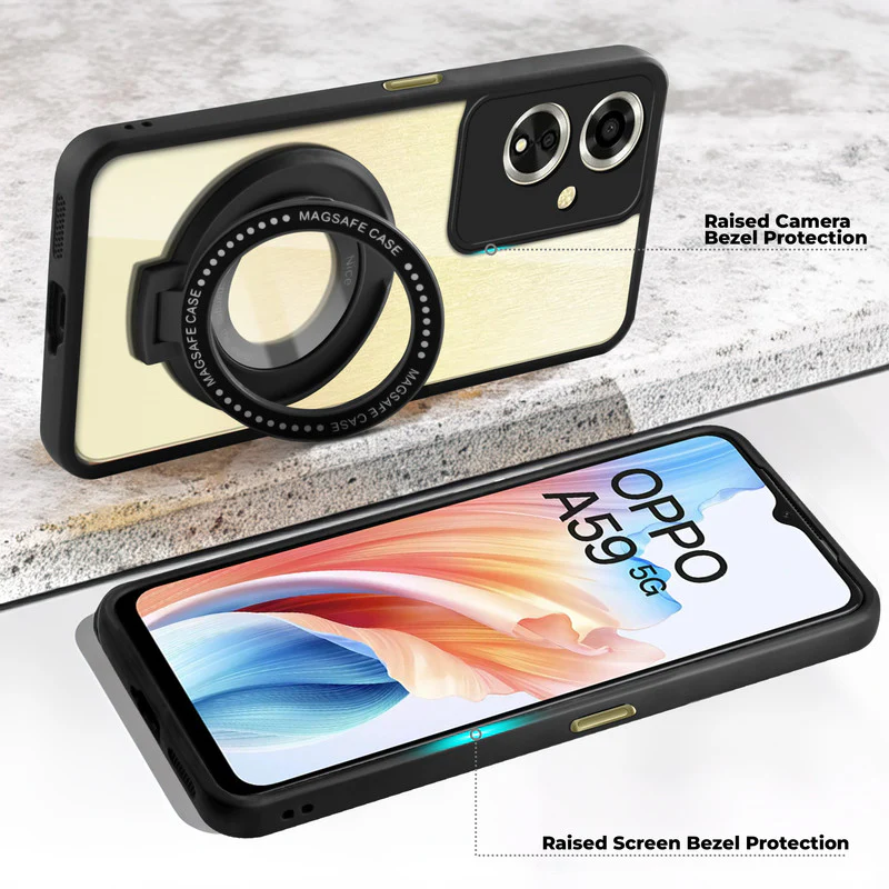 Soft Frame Clear Case Ring Holder Kickstand For Oppo A59 5G - Image 3