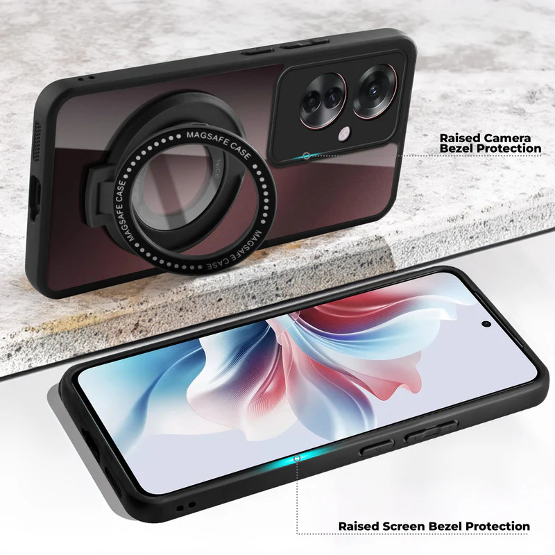 Soft Frame Clear Case Ring Holder Kickstand For Oppo F25 Pro 5G - Image 2