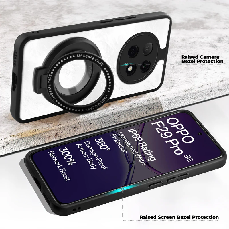 Soft Frame Clear Case Ring Holder Kickstand For Oppo F29 Pro 5G - Image 3