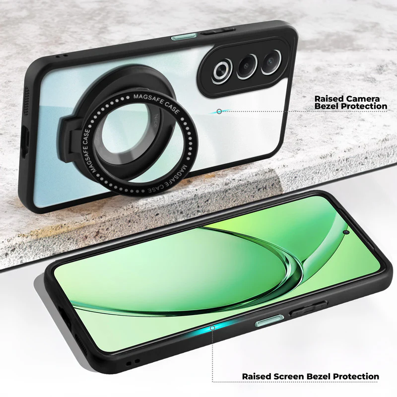 Soft Frame Clear Case Ring Holder Kickstand For Oppo K12x 5G - Image 3
