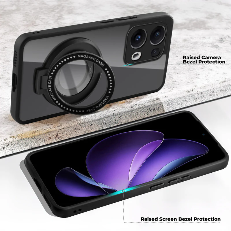 Soft Frame Clear Case Ring Holder Kickstand For Oppo Reno 13 Pro 5G - Image 3