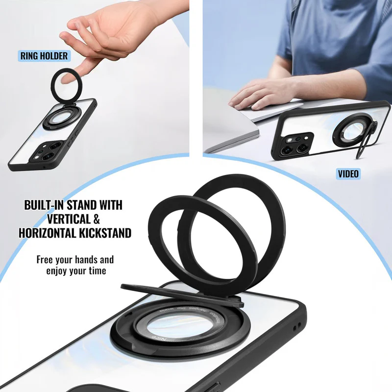 Soft Frame Clear Case Ring Holder Kickstand For Oppo Reno 14 Pro 5G - Image 4