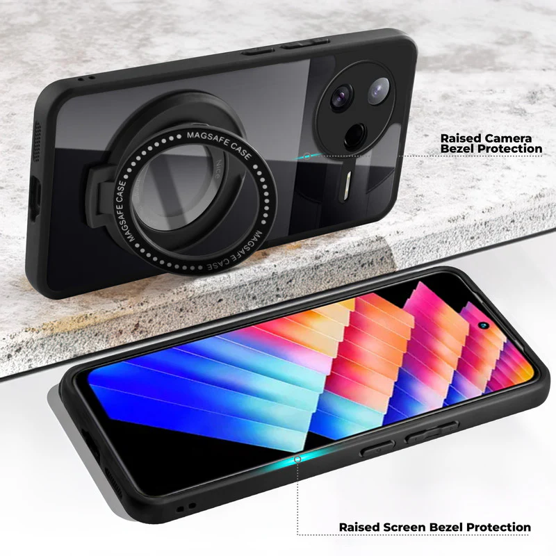 Soft Frame Clear Case Ring Holder Kickstand For Poco F7 Pro 5G - Image 3