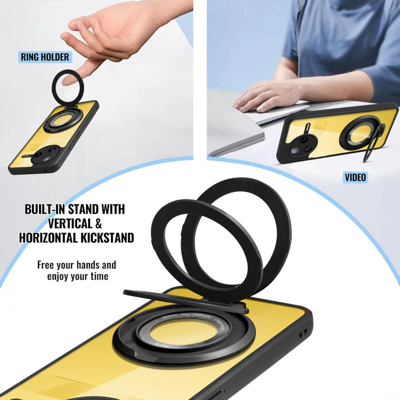 Soft Frame Clear Case Ring Holder Kickstand For Poco F7 Ultra 5G - Image 4
