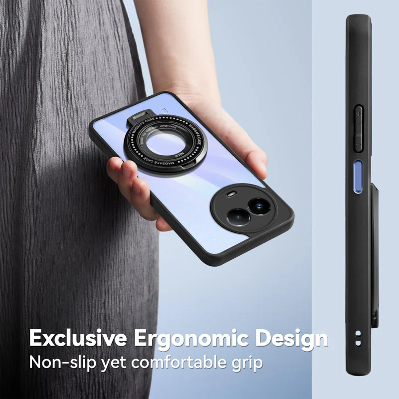 Soft Frame Clear Case Ring Holder Kickstand For Realme 11x 5G - Image 5