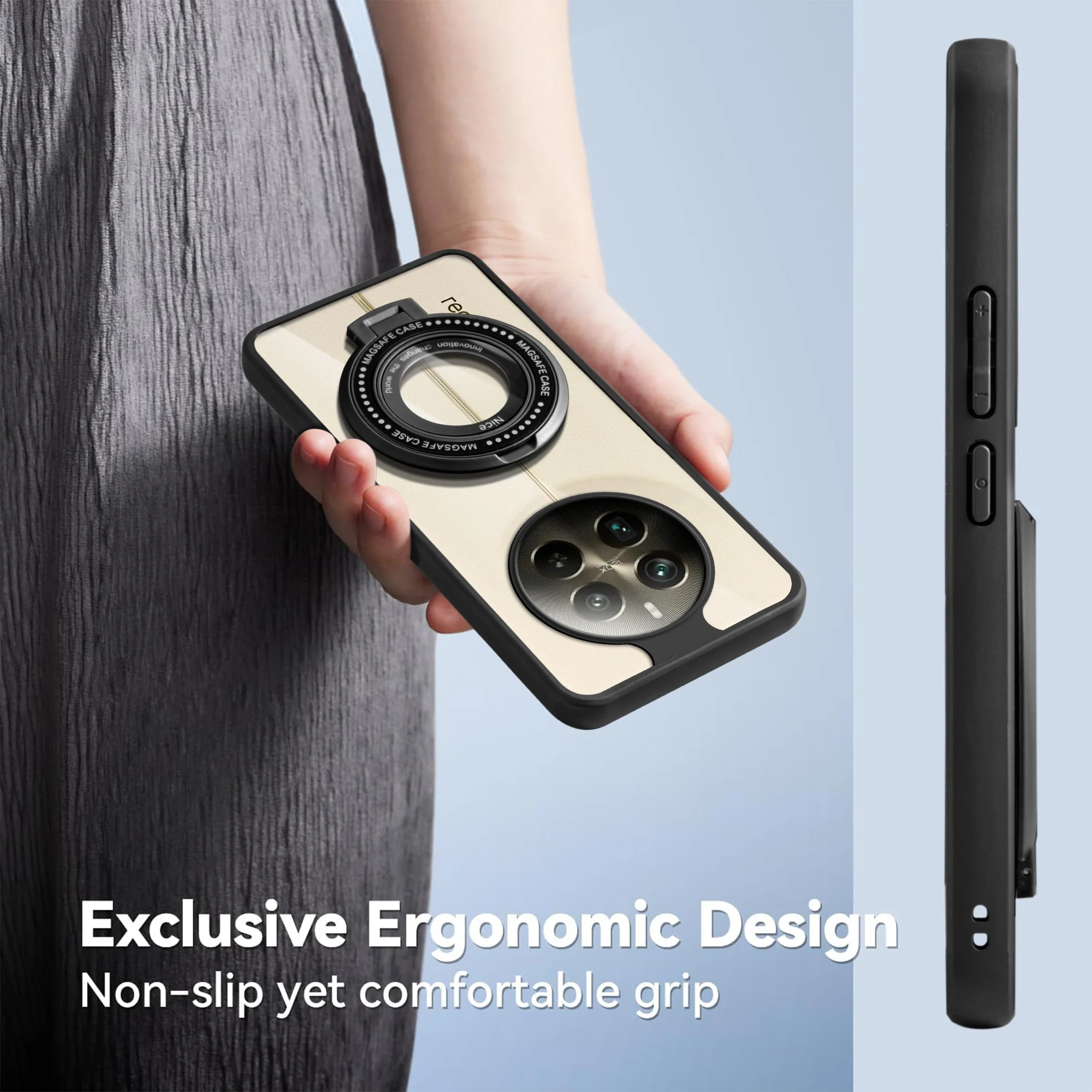 Soft Frame Clear Case Ring Holder Kickstand For Realme 12 Pro 5G - Image 5
