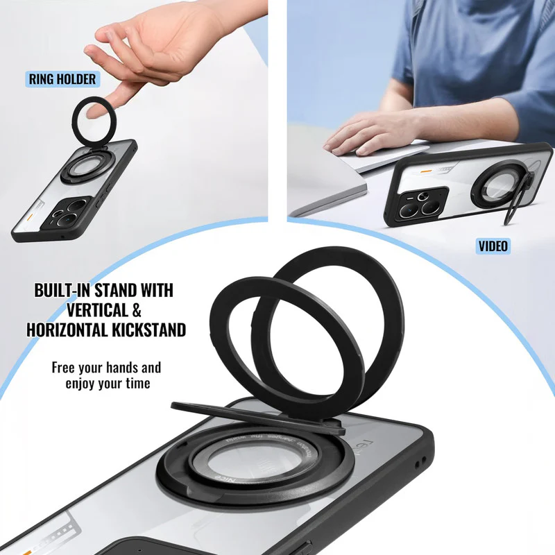 Soft Frame Clear Case Ring Holder Kickstand For Realme 14 5G - Image 4