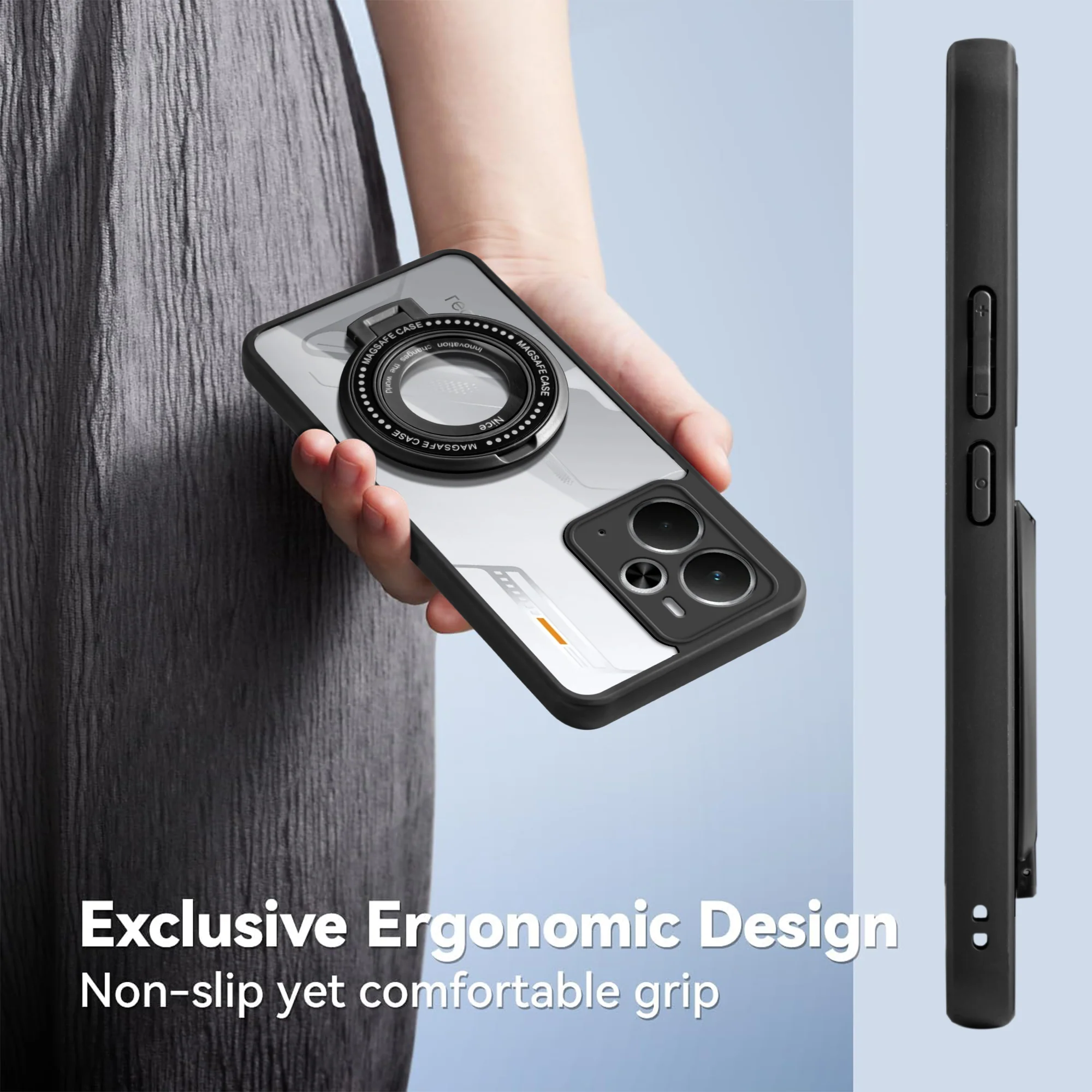 Soft Frame Clear Case Ring Holder Kickstand For Realme 14T 5G - Image 5