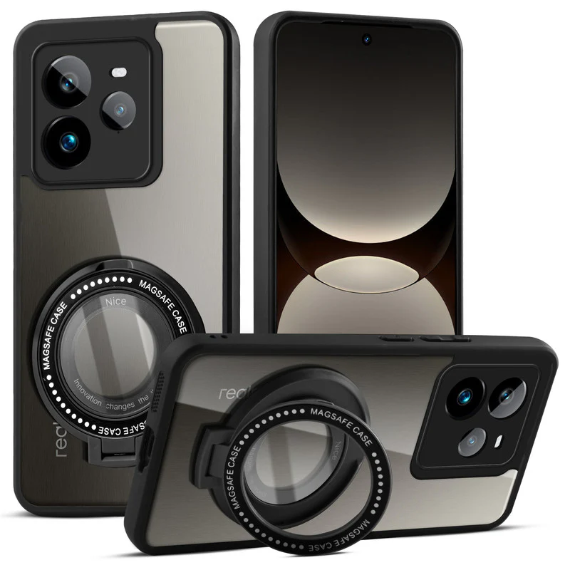 Soft Frame Clear Case Ring Holder Kickstand For Realme GT 7 Pro