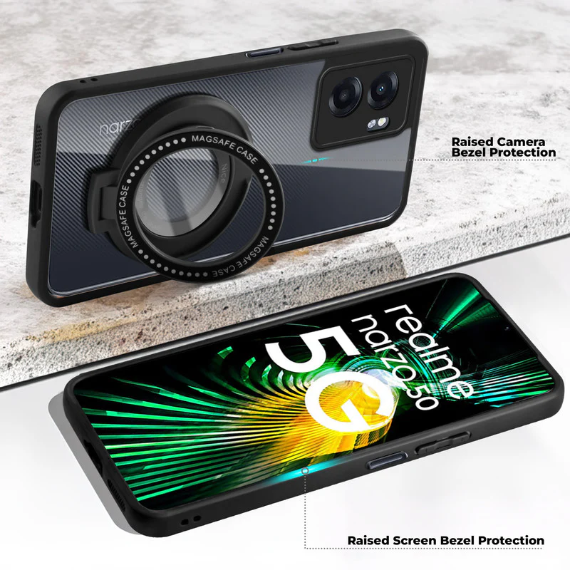 Soft Frame Clear Case Ring Holder Kickstand For Realme Narzo 50 5G - Image 3