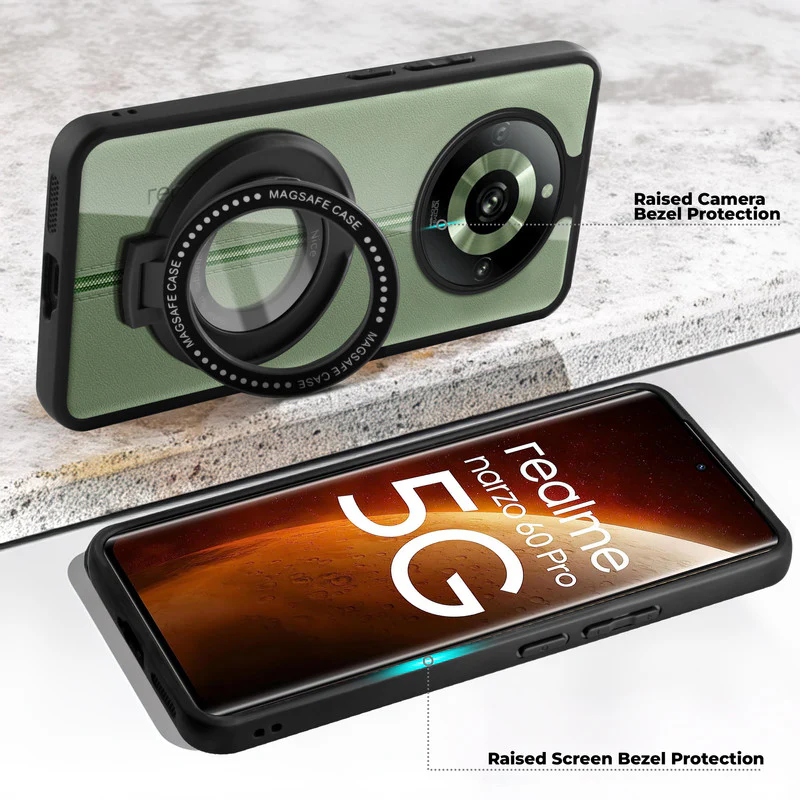Soft Frame Clear Case Ring Holder Kickstand For Realme Narzo 60 5G - Image 2