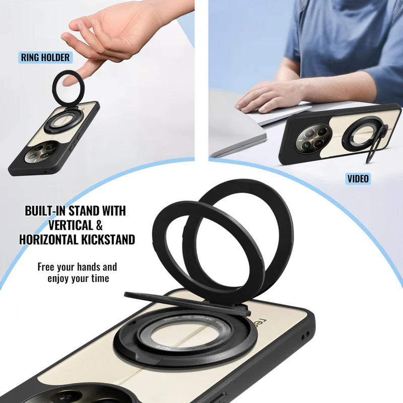 Soft Frame Clear Case Ring Holder Kickstand For Realme P1 Pro 5G - Image 4