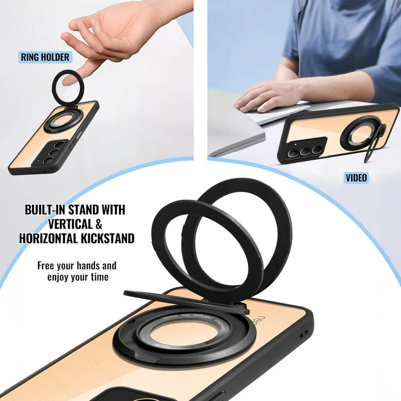 Soft Frame Clear Case Ring Holder Kickstand For Realme P3x 5G - Image 4