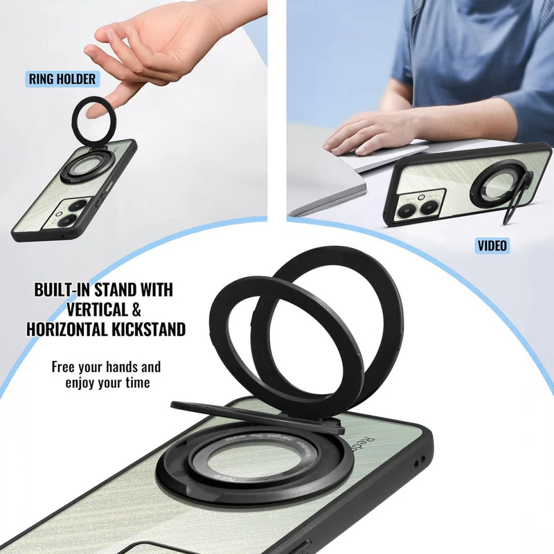 Soft Frame Clear Case Ring Holder Kickstand For Redmi 13c 5G - Image 4