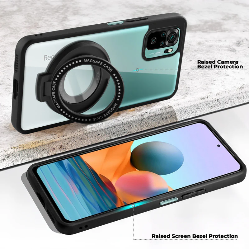 Soft Frame Clear Case Ring Holder Kickstand For Redmi Note 10 - Image 2