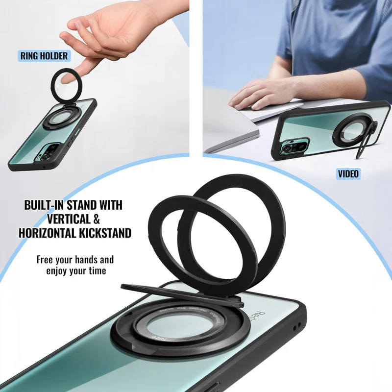 Soft Frame Clear Case Ring Holder Kickstand For Redmi Note 10 - Image 3