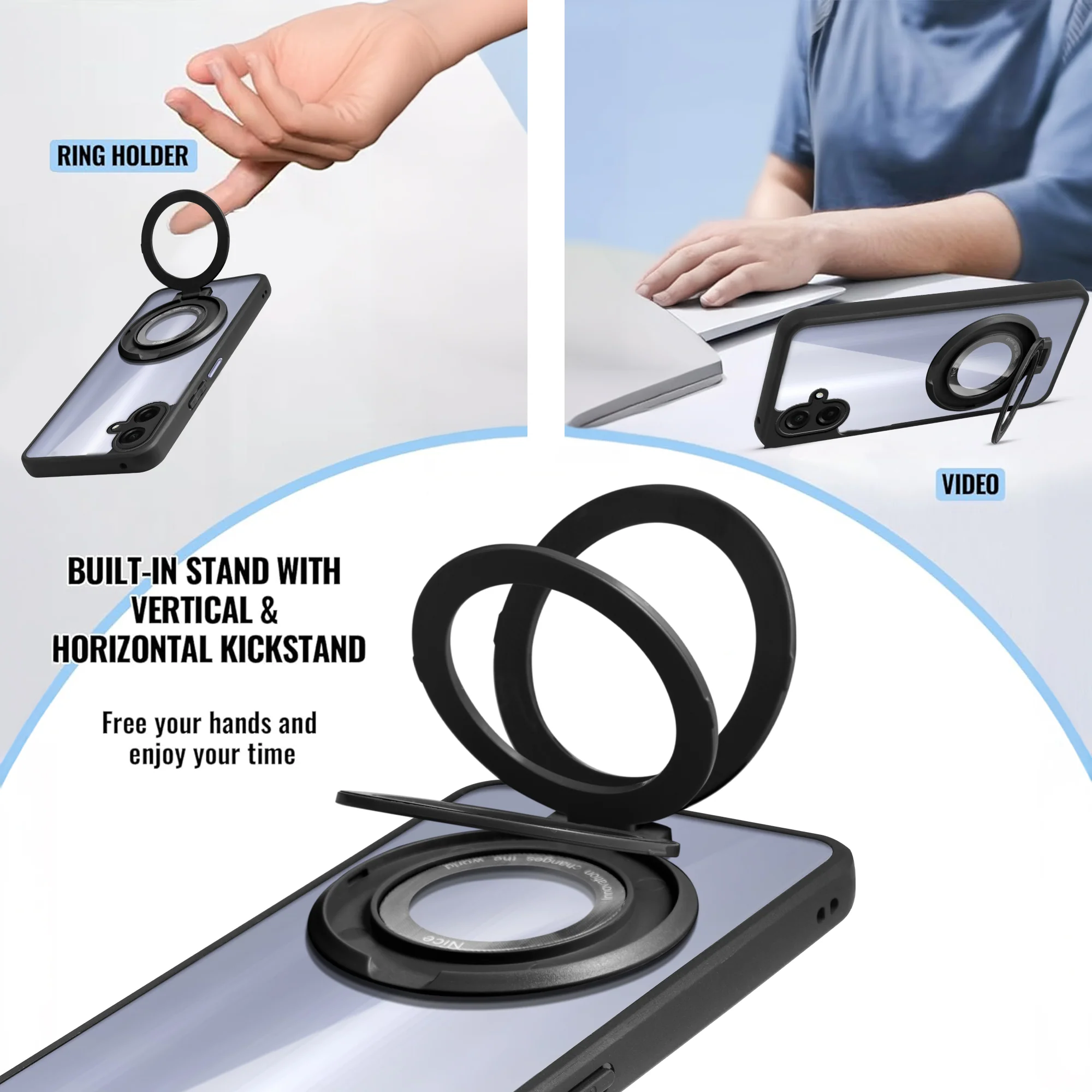 Soft Frame Clear Case Ring Holder Kickstand For Samsung A07 5G - Image 4