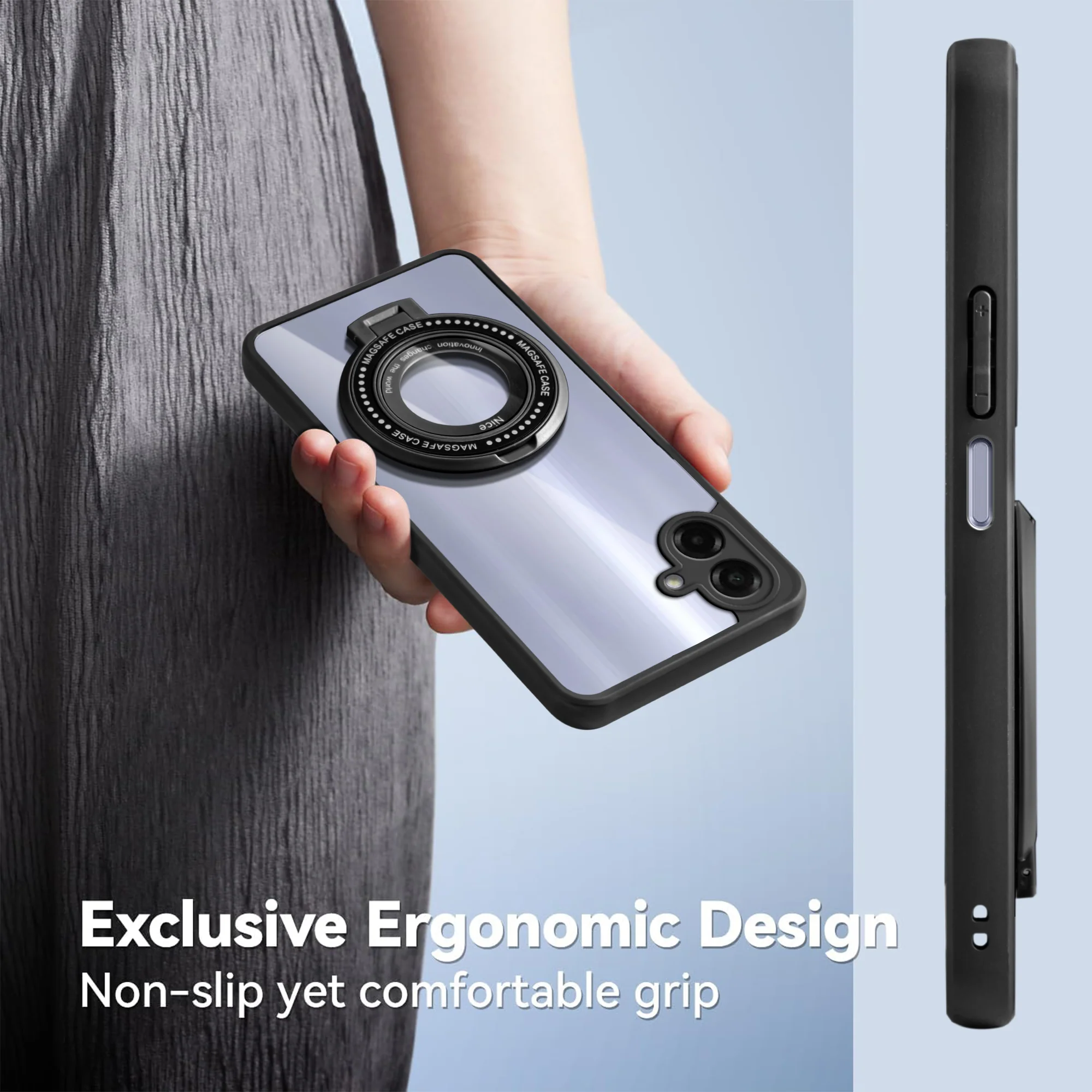 Soft Frame Clear Case Ring Holder Kickstand For Samsung A07 5G - Image 5