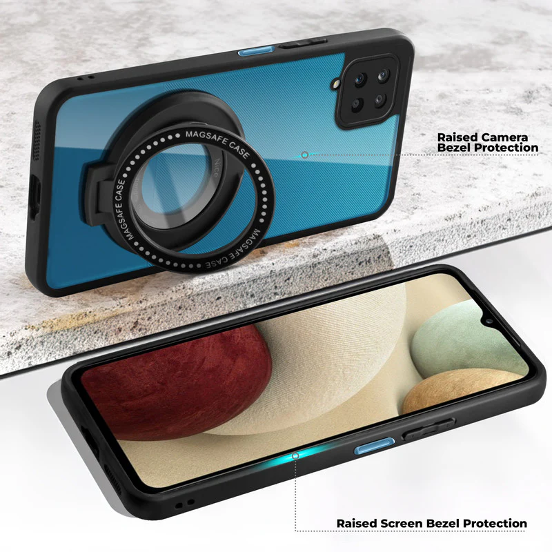 Soft Frame Clear Case Ring Holder Kickstand For Samsung A12 - Image 3