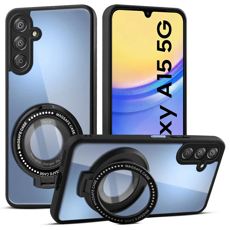 Soft Frame Clear Case Ring Holder Kickstand For Samsung A15 5G