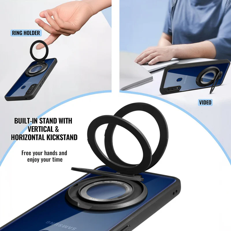 Soft Frame Clear Case Ring Holder Kickstand For Samsung A20 - Image 4