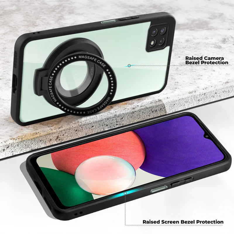 Soft Frame Clear Case Ring Holder Kickstand For Samsung A22 5G - Image 3